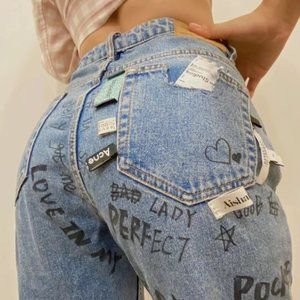DIY Jeans Hand-painted women's pants, So cool